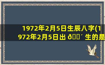 1972年2月5日生辰八字(1972年2月5日出 🌴 生的是什么星座)